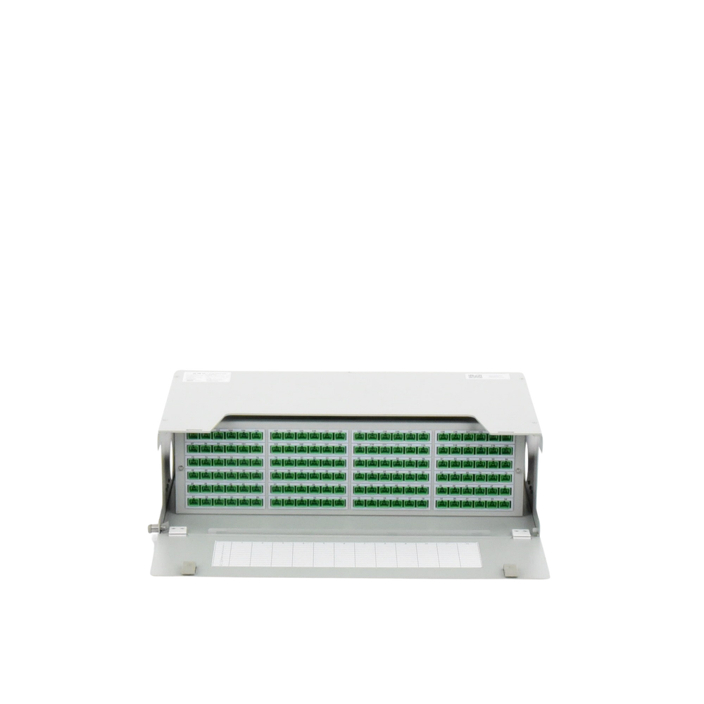 Distribuidor de Fibra ?ptica para 144 Empalmes, con 144 Acopladores SC/APC y 144 Pigtails SC/APC, 19, 3 UR