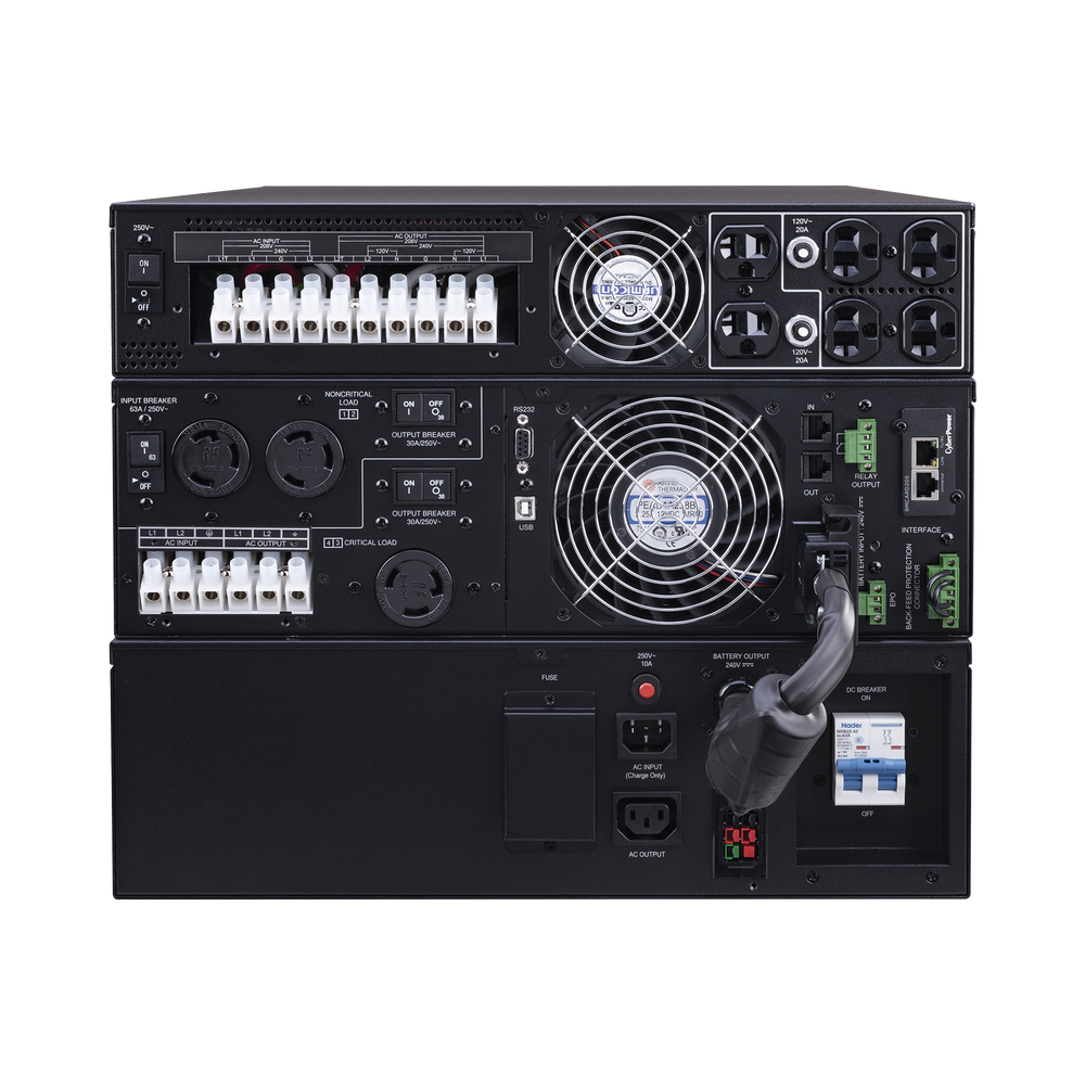 UPS de 10000 VA/10000 W, Online Doble Conversión, 200 - 240 Vac de Entrada, 120 - 240 Vac de Salida, Entrada Hardwired, Onda Senoidal Pura, Torre o Rack de 8 UR, Con 6 Tomas NEMA 5-20R, 3 NEMA L6-30R y Terminal Hardwire - Image 4