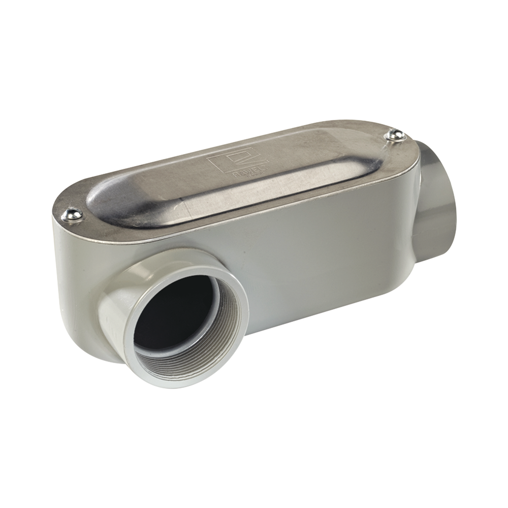 Caja oval roscada tipo LR de 3" larga(76.2 mm) Incluye tapa y tornillos.