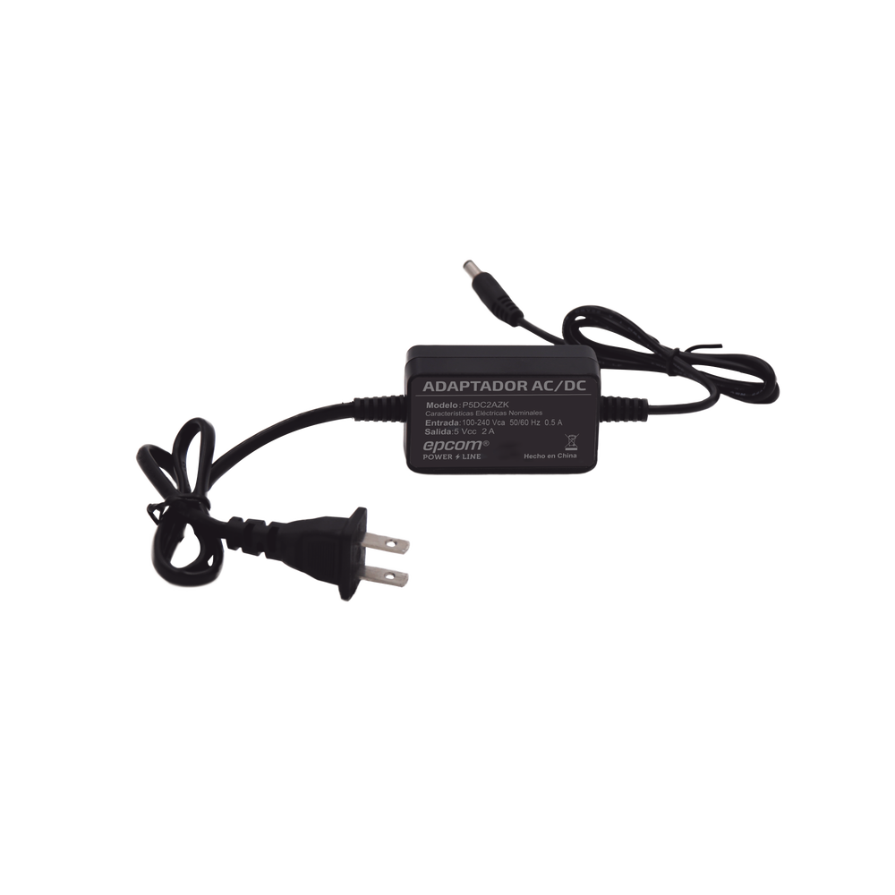 Adaptador 5 Vcc / 2A / UL / Voltaje de Entrada de 100-240 Vca / Para uso, solo en lectores biométricos de 5 Vcc de la marca ZK