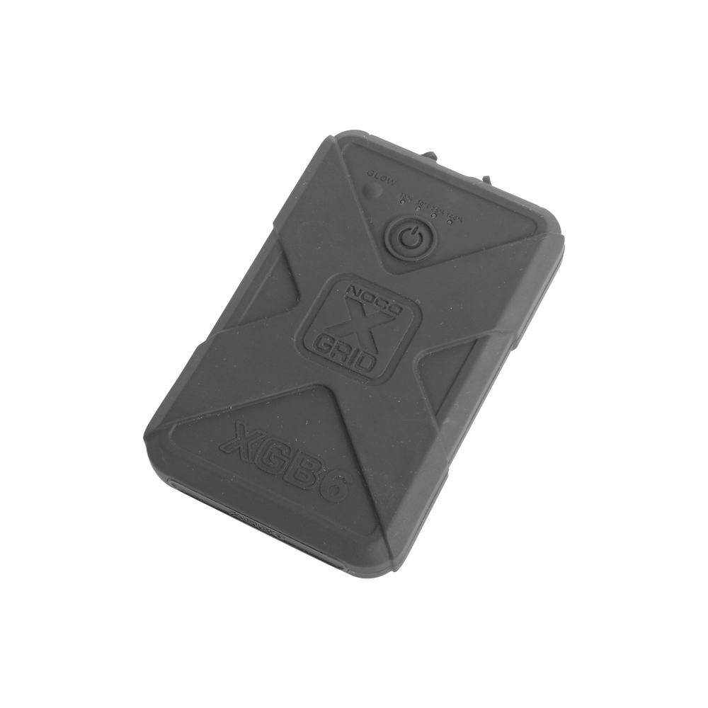 Batería de respaldo Li-Ion 6000 mAh con cubierta plástica protectora y salida USB para cargar dispositivos inalámbricos