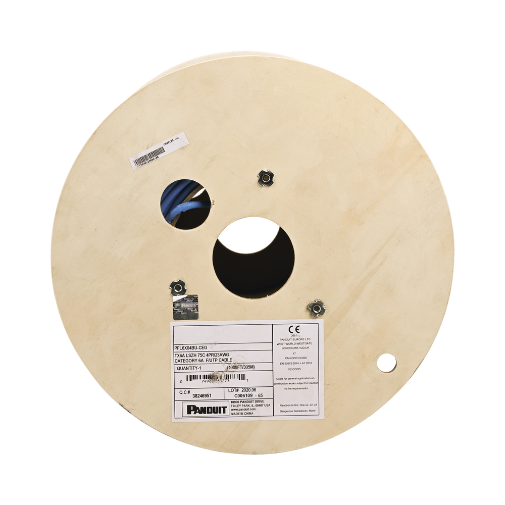 Bobina de Cable Blindado F/UTP de 4 Pares, Cat6A, Soporte de Aplicaciones 10GBase-T, LSZH (Libre de Gases T?xicos), Color Azul, 305 Metros (1000 Pies) - Image 3