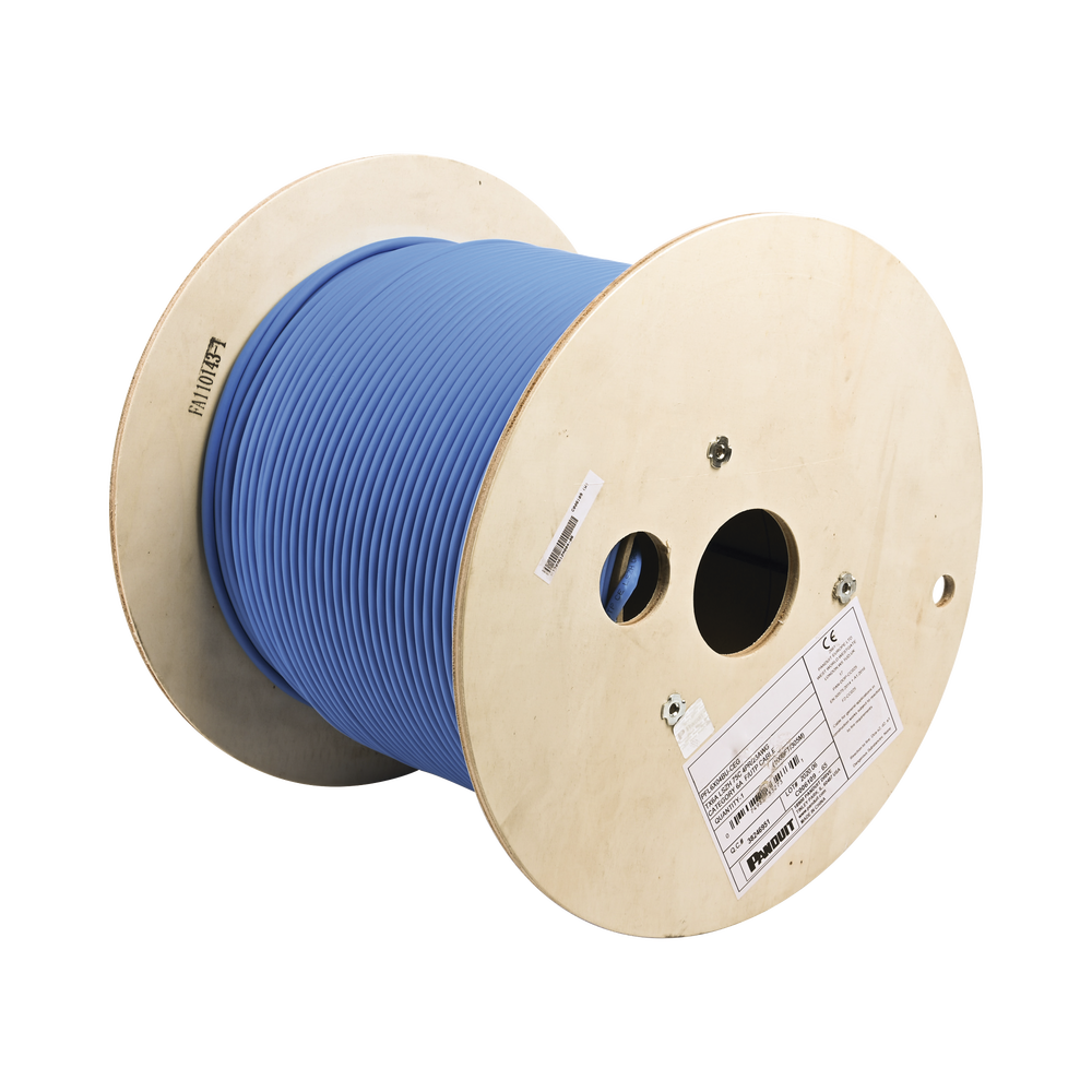 Bobina de Cable Blindado F/UTP de 4 Pares, Cat6A, Soporte de Aplicaciones 10GBase-T, LSZH (Libre de Gases T?xicos), Color Azul, 305 Metros (1000 Pies)
