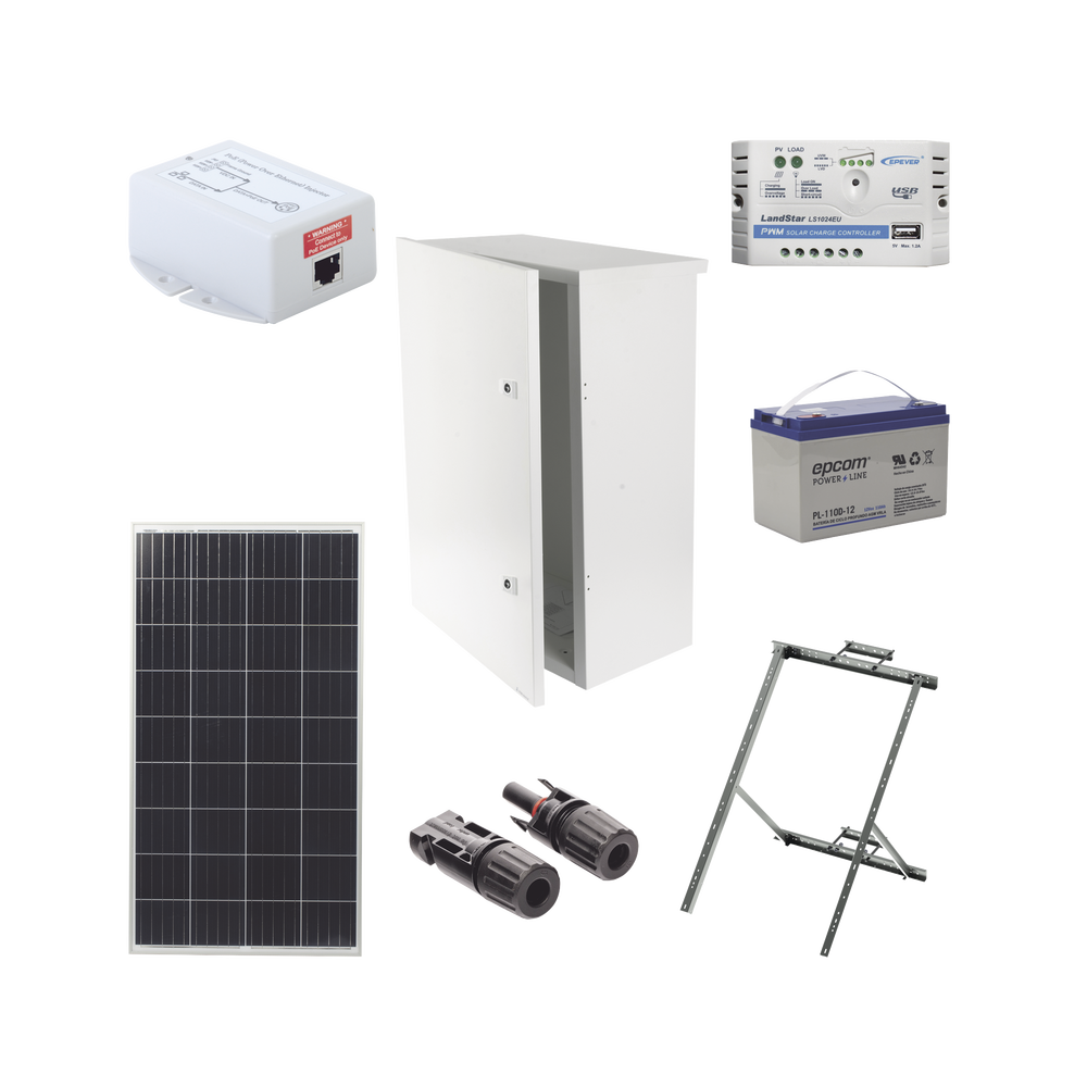 Kit Solar de 14 W con PoE Pasivo 24 Vcc para un radio de Ubiquiti airMAX o Cambium ePMP