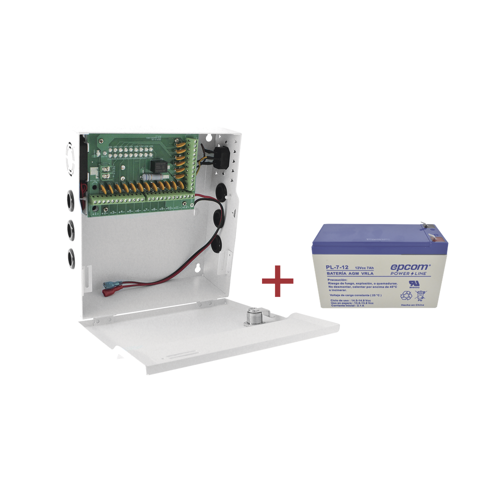 Kit / Fuente con 18 salidas / 20 Amperes totales / Ajuste de voltaje de 11-15 V / 20 A modelo PLK12DC20ABK / + Batería incluída LK712