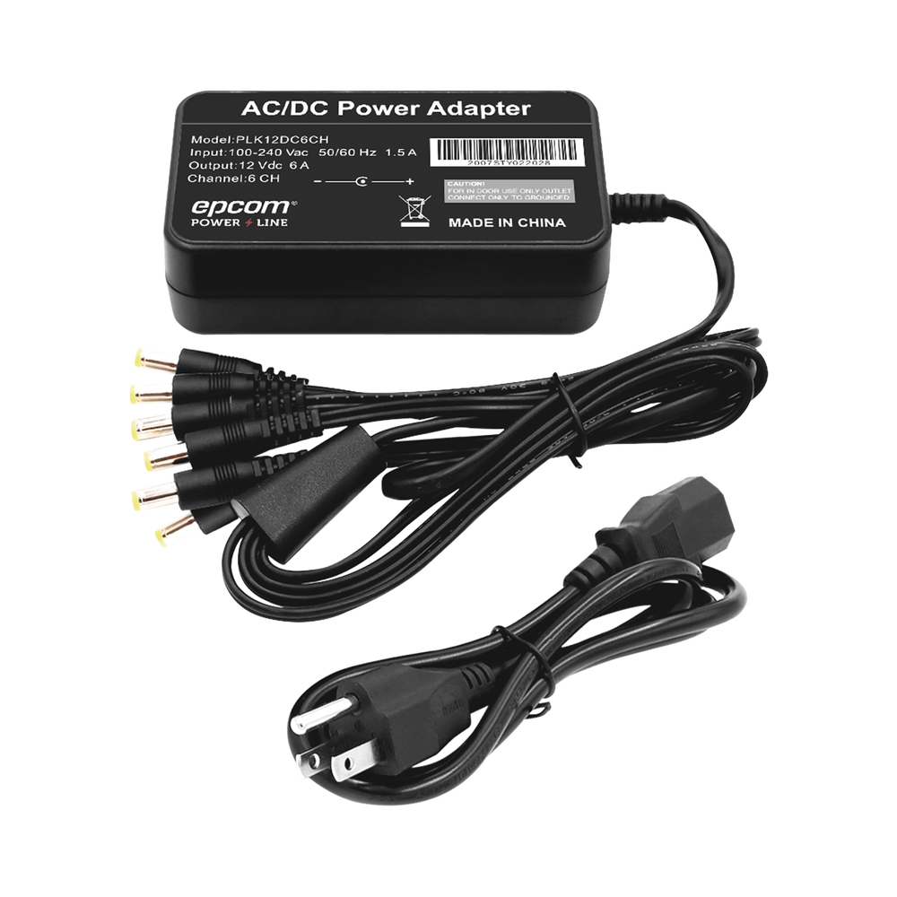 Fuente de Poder de 6 Salidas tipo Jack Macho de 12 Vcc / 6 Amper