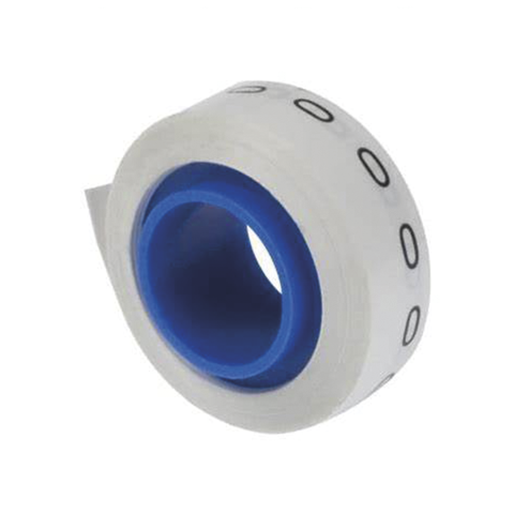 Rollo de Etiquetas Marcadoras, Pre-Impresos con el N?mero 0, de 2.4 Metros (7.87 Pies), Color Blanco