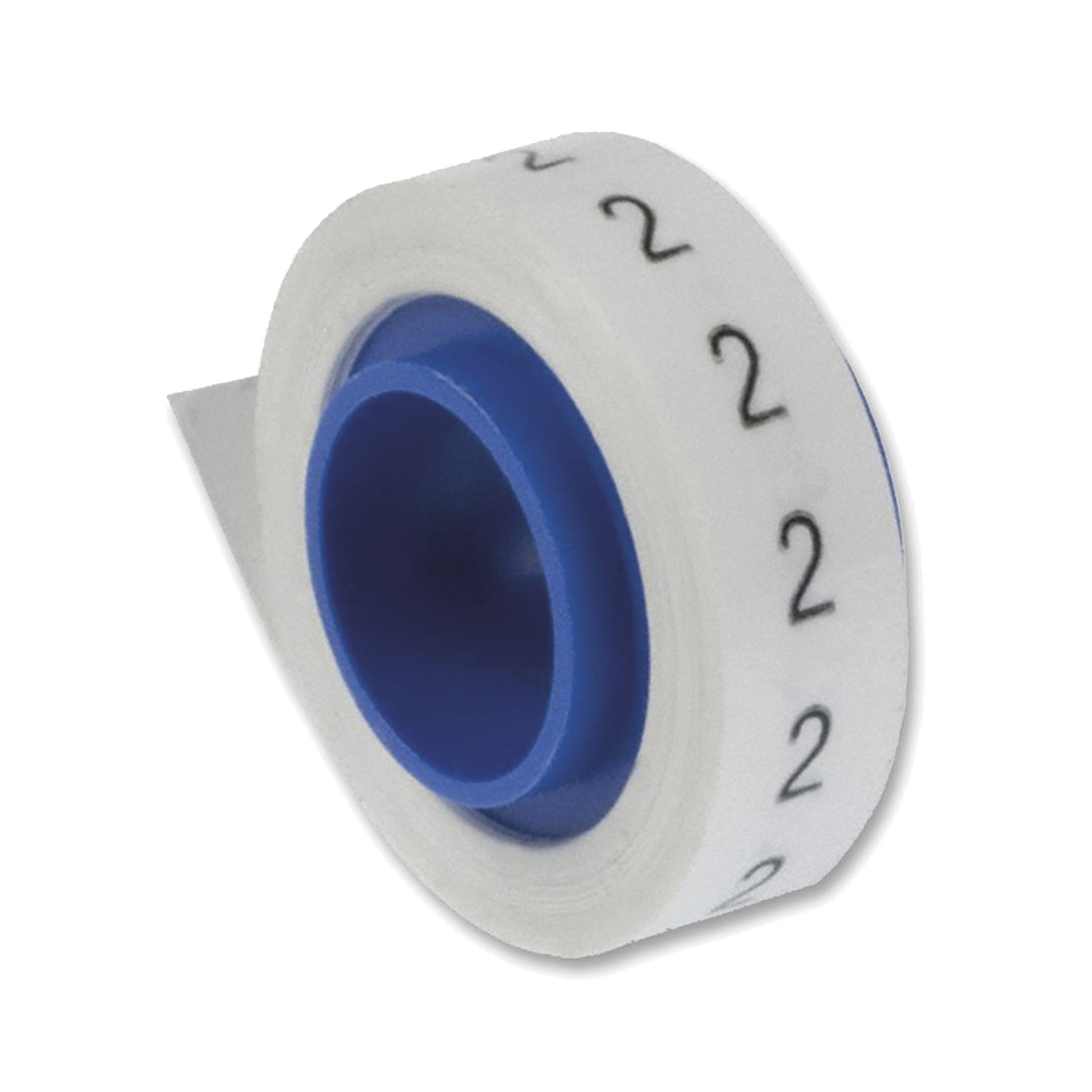 Rollo de Etiquetas Marcadoras, Pre-Impresos con el N?mero 2, de 2.4 Metros (7.87 Pies), Color Blanco
