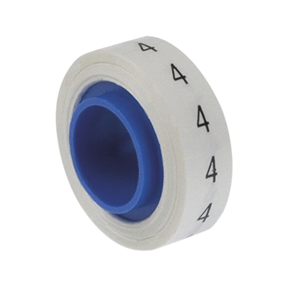 Rollo de Etiquetas Marcadoras, Pre-Impresos con el N?mero 4, de 2.4 Metros (7.87 Pies), Color Blanco