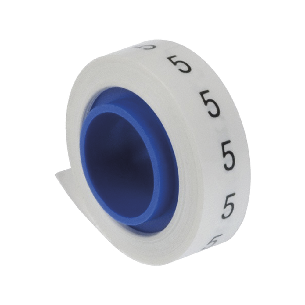 Rollo de Etiquetas Marcadoras, Pre-Impresos con el N?mero 5, de 2.4 Metros (7.87 Pies), Color Blanco