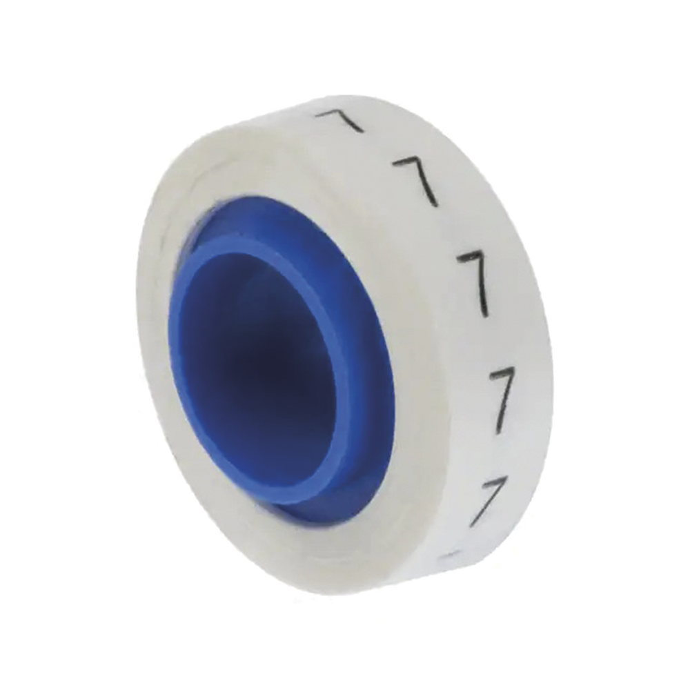 Rollo de Etiquetas Marcadoras, Pre-Impresos con el N?mero 7, de 2.4 Metros (7.87 Pies), Color Blanco