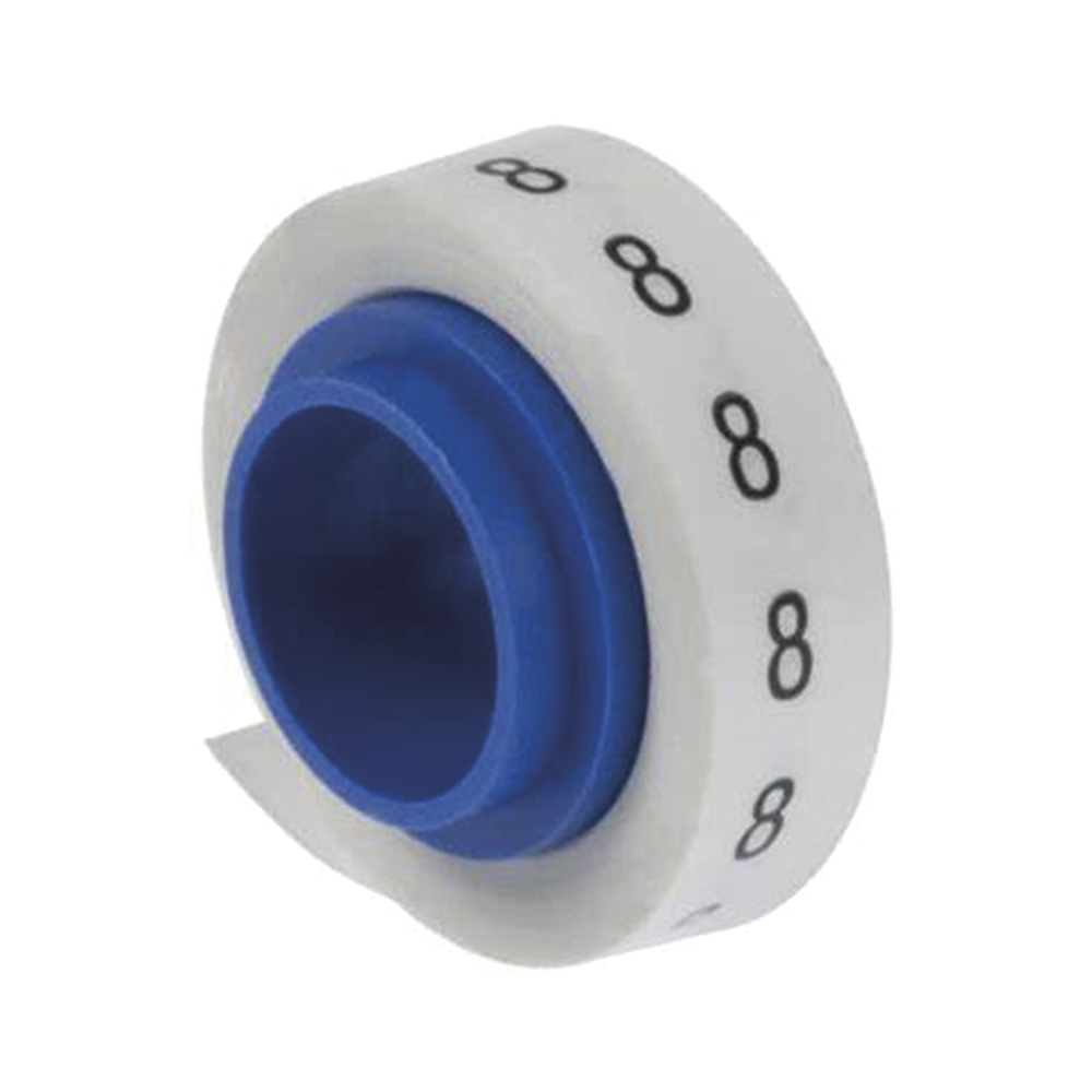 Rollo de Etiquetas Marcadoras, Pre-Impresos con el N?mero 8, de 2.4 Metros (7.87 Pies), Color Blanco
