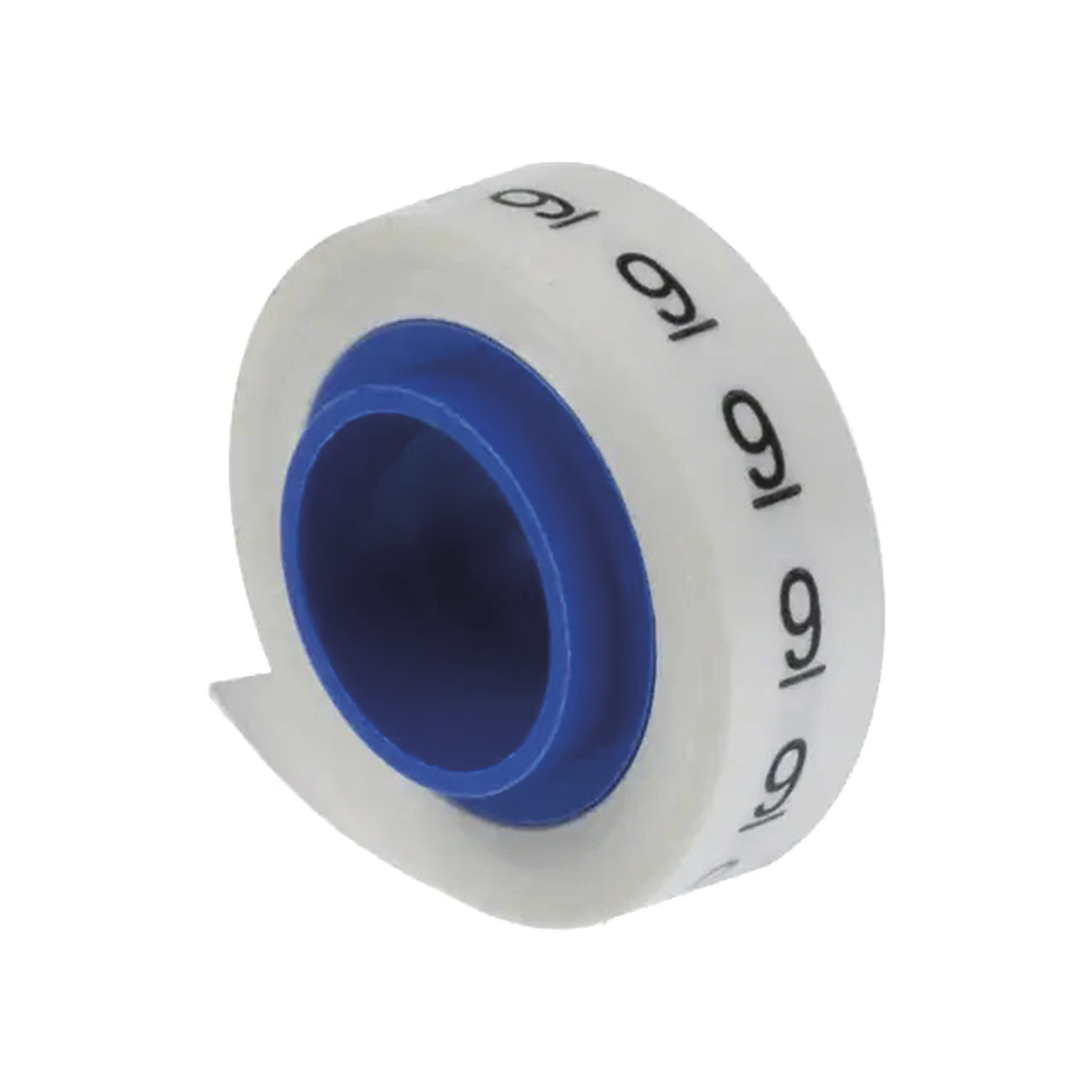 Rollo de Etiquetas Marcadoras, Pre-Impresos con el N?mero 9, de 2.4 Metros (7.87 Pies), Color Blanco