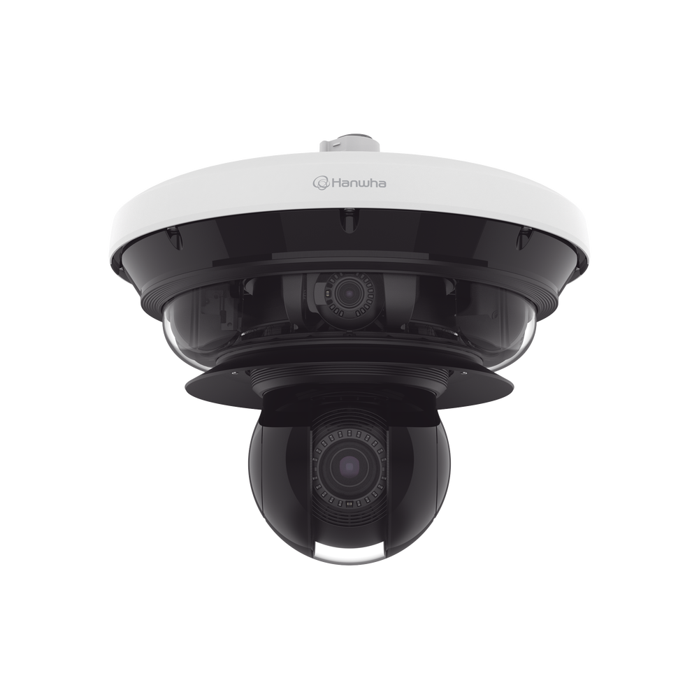 Cámara IP Multisensor 34MP (4 sensores 4K) con lentes motorizados / PTZ 2 MP 40X / Hasta 2 tarjetas MicroSD de 512GB / WDR de hasta 150dB / IP66 / IK10 / autoseguimiento / Inteligencia artificial para eventos
