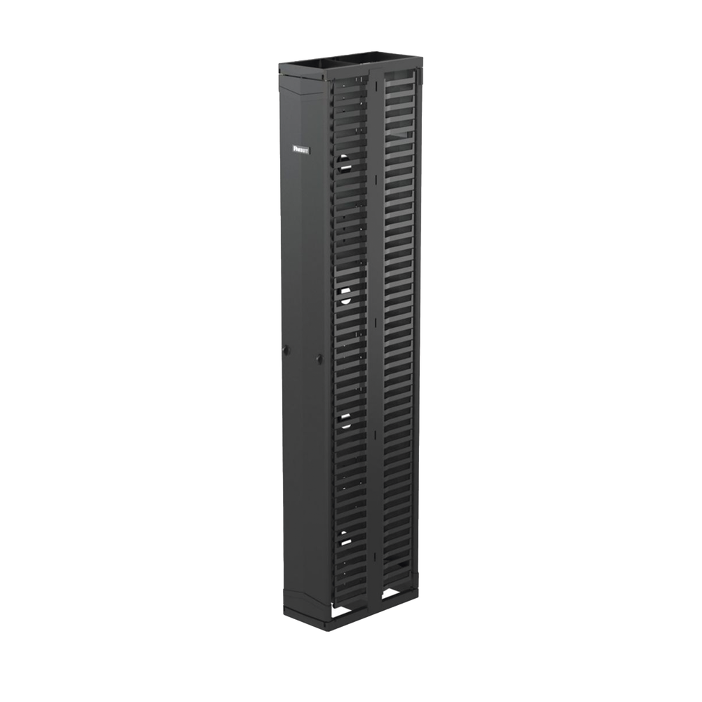 Organizador Vertical PatchRunner™, Doble (Frontal y Posterior), Para Rack Abierto de 45 Unidades, 10in de Ancho, Color Negro