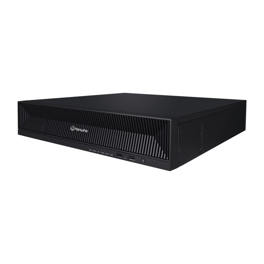 NVR 32 Megapixel (8K) / 32 Canales IP / Soporta 8 Discos Duros / H.265 & Wisestream / Wisenet P2P / ONVIF / Compatible con Cámaras IA / Salida HDMI en 4K