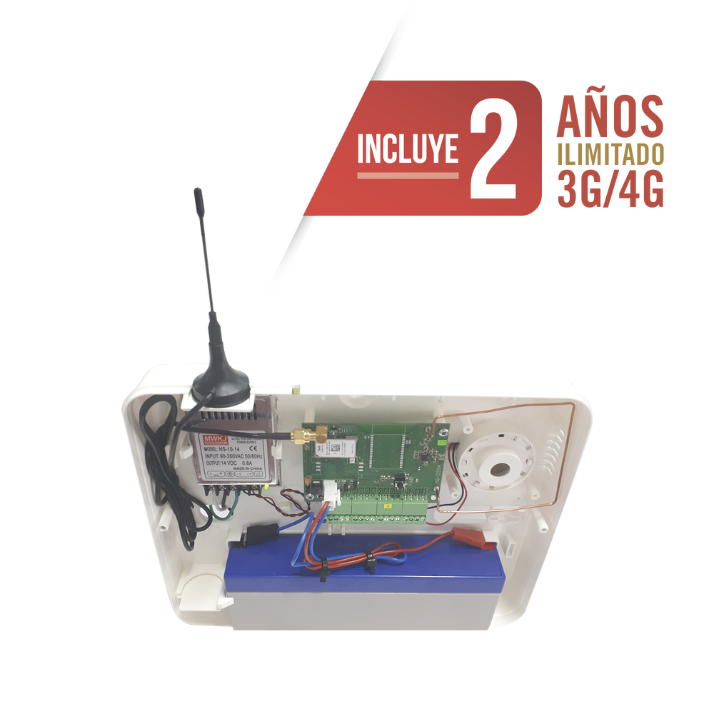 Panel de Alarma Cloud / 2 Años 3G/4G Ilimitado Incluido / 32 Zonas Inalámbricas / 8 Zonas Cableadas / Programación 100% vía WEB y APP gratuita.