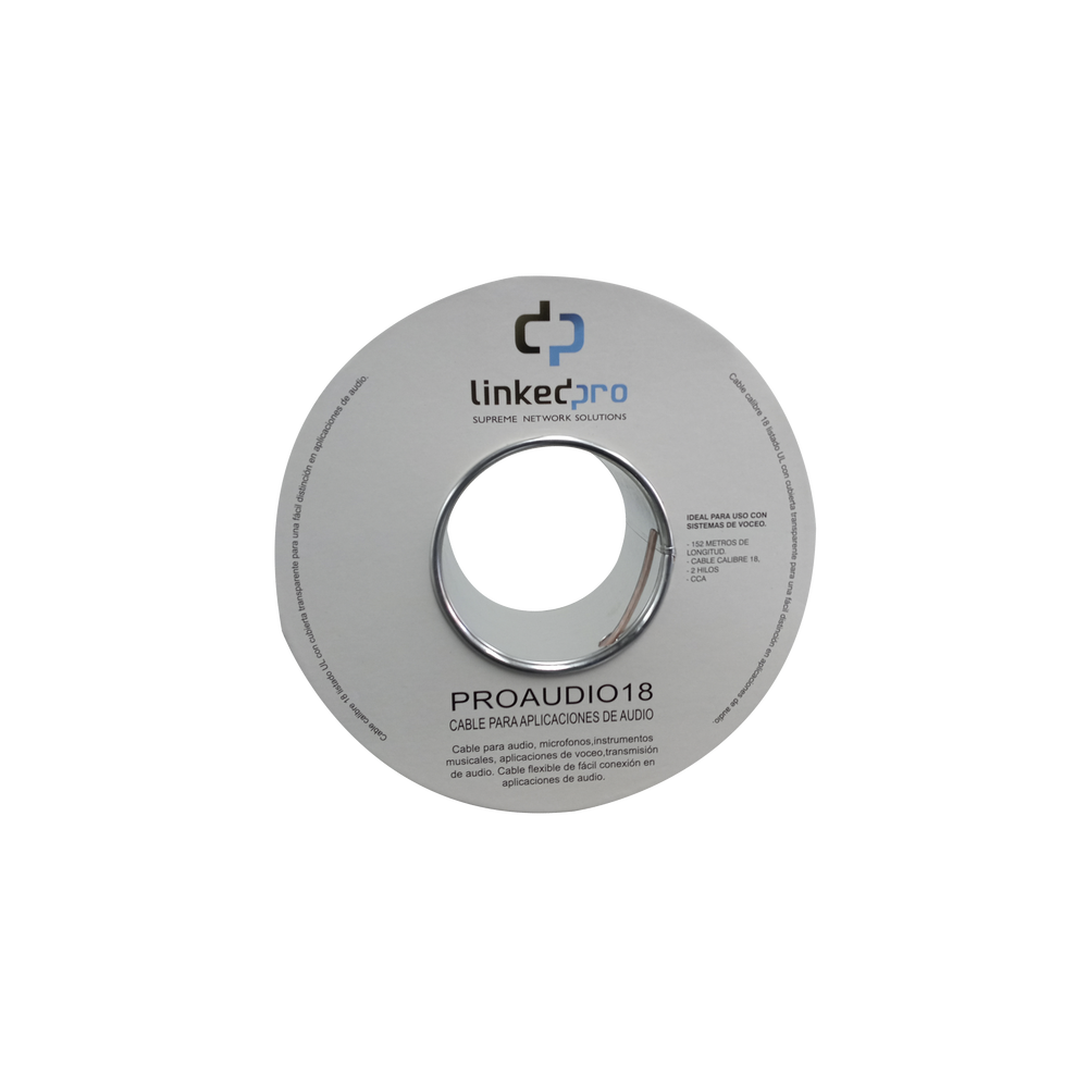 Cable 18/2 para audio, perfecto para bocinas y micrófonos, bobina de 152M(500ft)