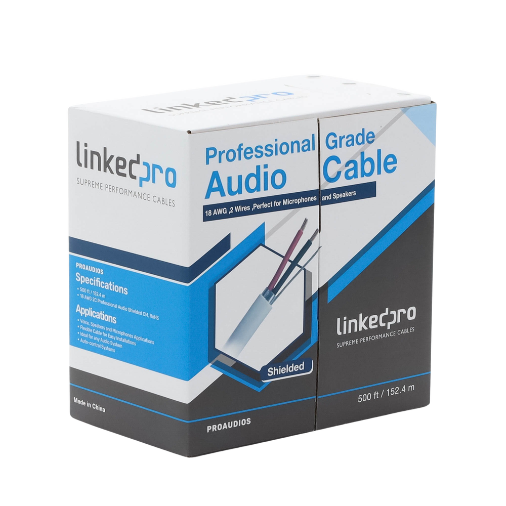 Cable para Audio Profesional Calibre 18 en 2 Hilos 100% Cobre, Blindado Perfecto para Bocinas y Micr?fonos, Bobina de 152 Metros (500 Pies) - Image 4