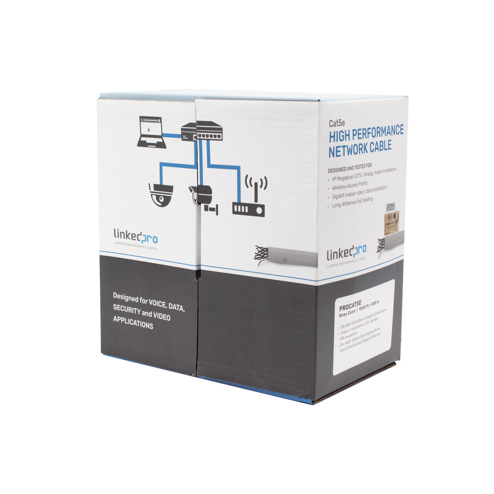 Bobina de Cable de 305 Metros (1000 Pies), Cat5e, Alto Desempe?o, de Color Gris, UL, para Aplicaciones en Video Vigilancia, Redes de Datos. Uso Interior - Image 3