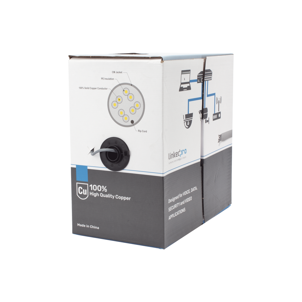 Bobina de Cable de 305 Metros (1000 Pies), Cat5e, Alto Desempe?o, de Color Gris, UL, para Aplicaciones en Video Vigilancia, Redes de Datos. Uso Interior