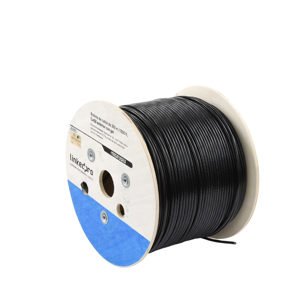 Bobina de Cable de 305 Metros (1000 Pies), Cat5E, con Gel, para Intemperie, Doble Forro Extrema Humedad, Bajo Tierra, UL, Color Negro para Aplicaciones en Video Vigilancia, y Redes de Alta Velocidad. - Image 5