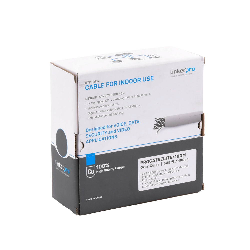 Bobina de Cable de 100 Metros (328.08 Pies), Cat5e, 24 AWG, Color Gris, UL, para Aplicaciones en Videovigilancia, Redes de Datos. Uso Interior - Image 3