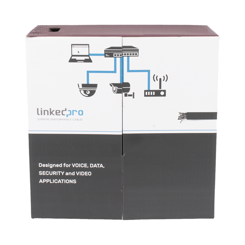 Bobina de Cable UTP 305 Metros (1000 Pies), Cat5e con Doble Forro, para Exterior, Climas Extremos, Color Negro