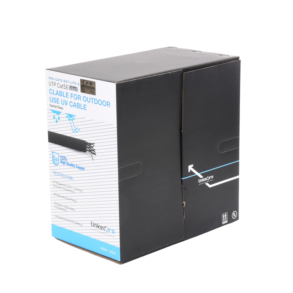 Bobina de Cable de 305 Metros (1000 Pies), Cat5e, Color Negro, Sin Blindar, para Aplicaciones de Videovigilancia, Redes de Datos. Uso en Intemperie - Image 2