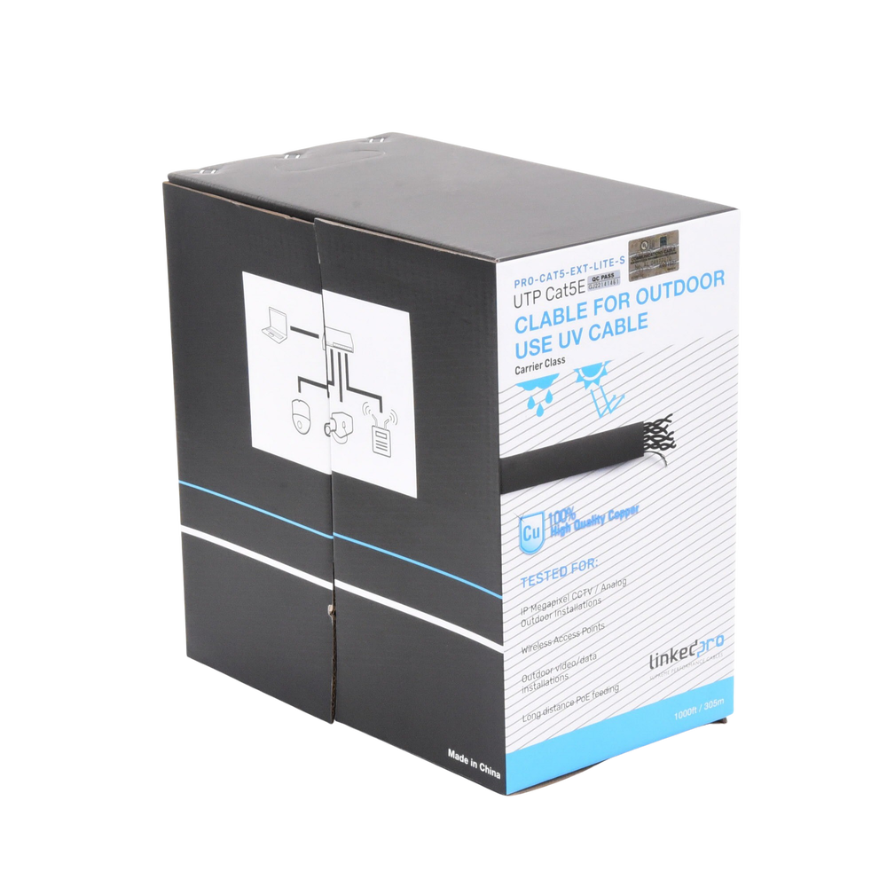 Bobina de Cable de 305 Metros (1000 Pies), Cat5e, Color Negro, Sin Blindar, para Aplicaciones de Videovigilancia, Redes de Datos. Uso en Intemperie - Image 3