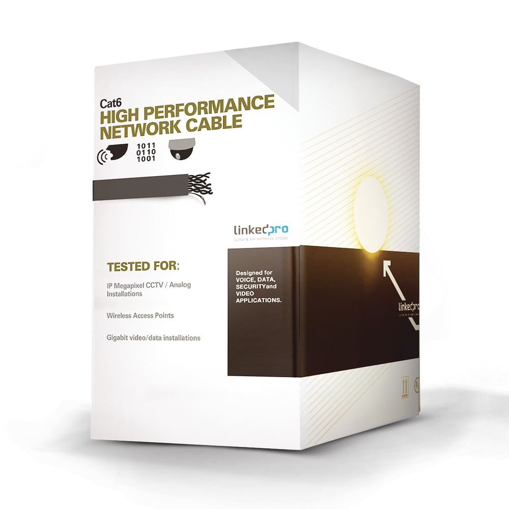 Bobina de Cable de 305 Metros (1000 Pies) Cat6 Aleaci?n de Cobre y Aluminio (CCA), Color Negro Versi?n Econ?mica. Uso en Interior.