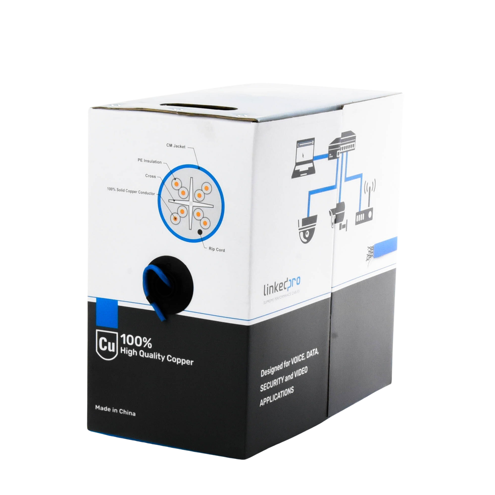 Bobina de Cable de 305 Metros (1000 Pies) Cat6+, CM, Calibre 23 Alto Rendimiento, ETL, UL, Color Azul, Super Flexible, para Aplicaciones de Video Vigilancia, Video HD, y Redes de Datos. Uso Interior. - Image 4