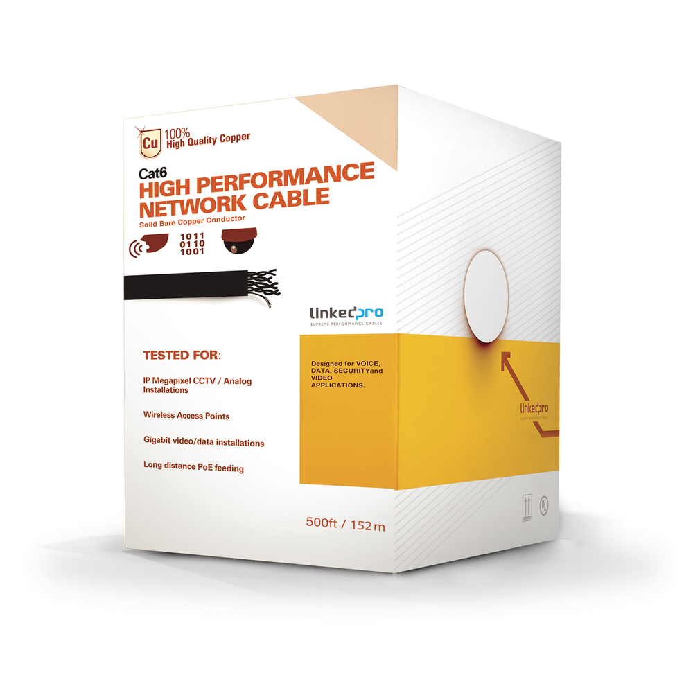 Bobina de Cable de 152.5 Metros (500 Pies) Cat6+ Calibre 23 Alto Desempe?o, Super Flexible, UL, Color Azul, para Aplicaciones de Video Vigilancia, HD, y Redes de Datos. Uso Interior.