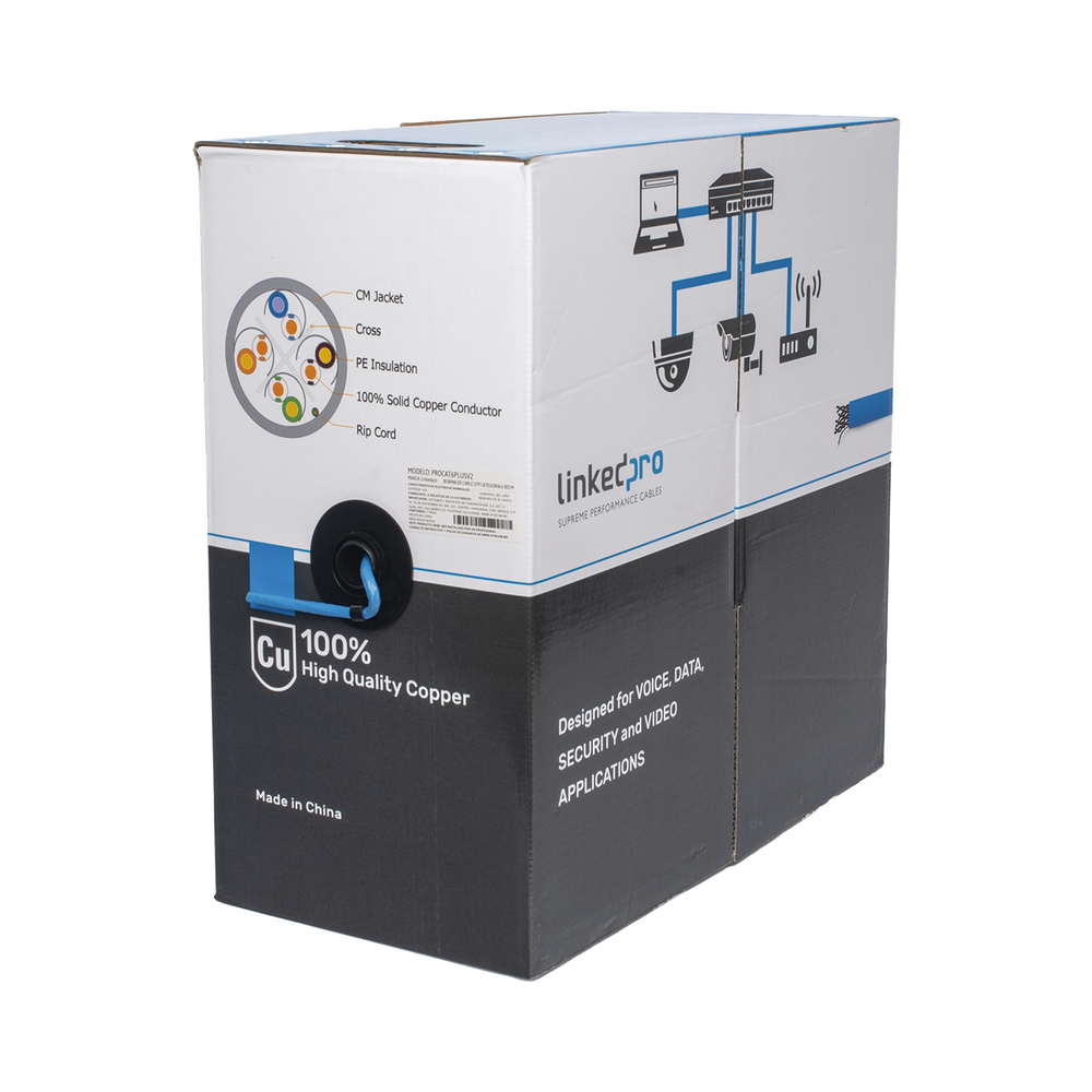 Bobina de Cable de 305 Metros (1000 Pies) Cat6+, CM, Calibre 23 Alto Rendimiento, ETL, UL, Color Azul, Super Flexible, para Aplicaciones de Video Vigilancia, Video HD, y Redes de Datos. Uso Interior. - Image 3