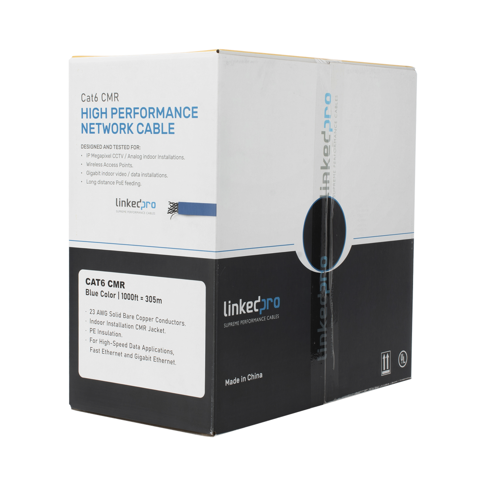 Bobina de Cable de 305 Metros (1000 Pies) Cat6+, CMR, Calibre 23 Alto Rendimiento, ETL, UL, Color Azul, Super Flexible, para Aplicaciones de Video Vigilancia, Video HD, y Redes de Datos. Uso Interior. - Image 2
