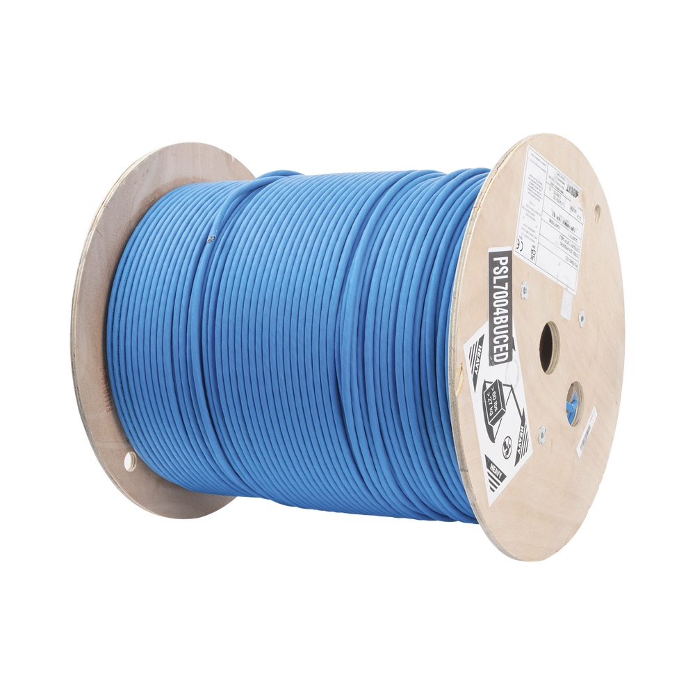 Bobina de Cable Blindado S/FTP de 4 Pares, Cat7, Inmune a Ruido e Interferencias, LSZH (Bajo Humo, Cero Hal?genos), Color Azul, Bobina de 500 Metros (1640 Pies)