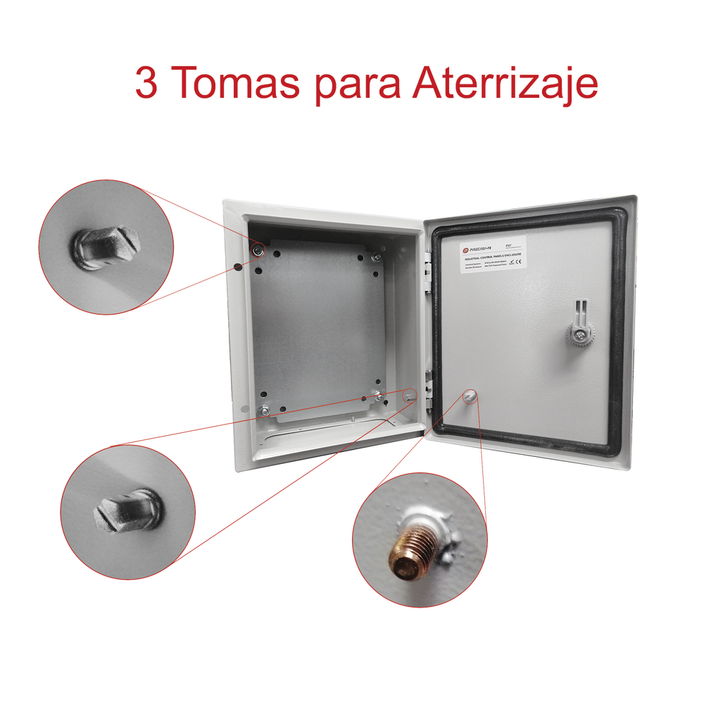Gabinete de Acero IP66 Uso en Intemperie (250 x 300 x 150 mm) con Placa Trasera Interior Metálica y Compuerta Inferior Atornillable (Incluye Chapa y Llave T). - Image 8