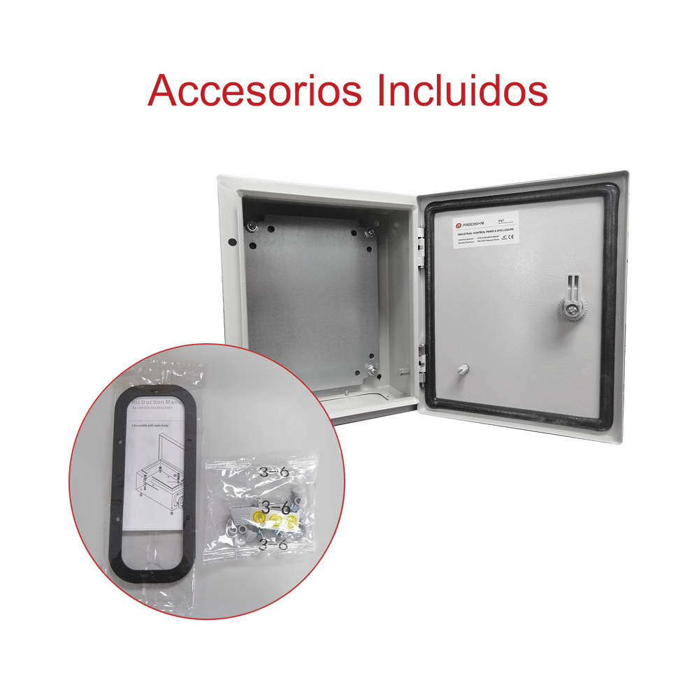 Gabinete de Acero IP66 Uso en Intemperie (400 x 400 x 200 mm) con Placa Trasera Interior de Metal y Compuerta Inferior Atornillable (Incluye Chapa y Llave T). - Image 6