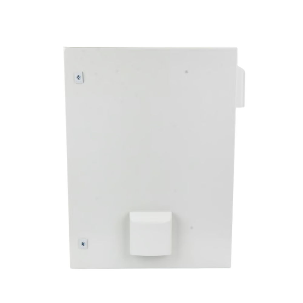Gabinete Ventilado de Acero IP55 Uso en Exterior (400 x 600 x 250 mm) con Placa Trasera Interior Metálica y Compuerta Inferior Atornillable. Incluye Ventilador, Ventilas, filtros, Chapas y Llave T.