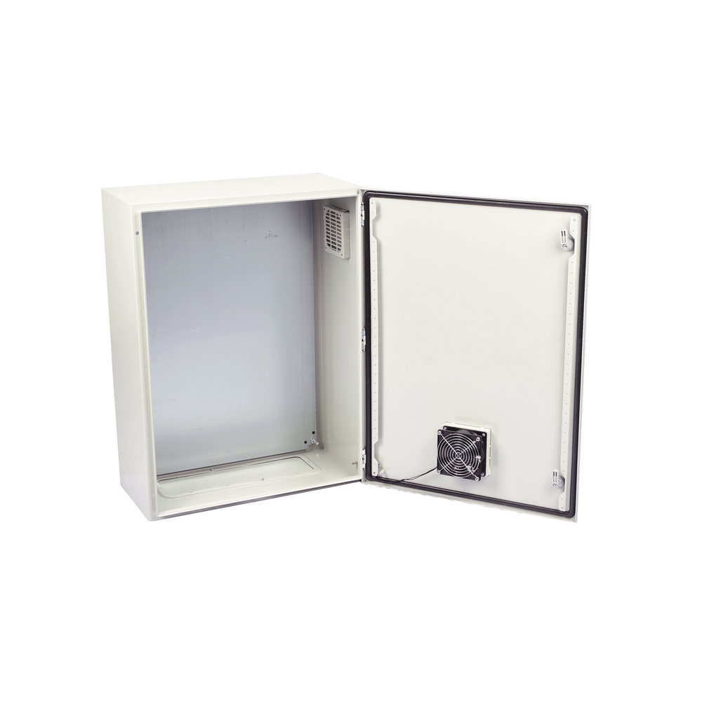 Gabinete Ventilado de Acero IP55 Uso en Exterior (600 x 800 x 300 mm) con Placa Trasera Interior Metálica y Compuerta Inferior Atornillable. Incluye Ventilador, Ventilas, filtros, Chapas y Llave T. - Image 5