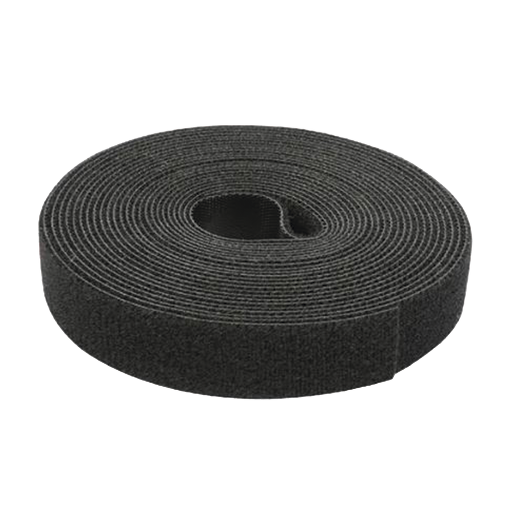 Cinta de Contacto Autoadherente Color Negro / 1.6 cm x 25 metros / Espalda con Espalda (Gancho y Bucle)