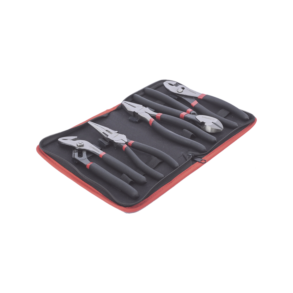 Juego de 5 Pinzas de 8" con Estuche. Incluye: P. Mecánica, P. para Tubo, P. Eléctrica, P. Corte, Nariz Larga. - Image 3