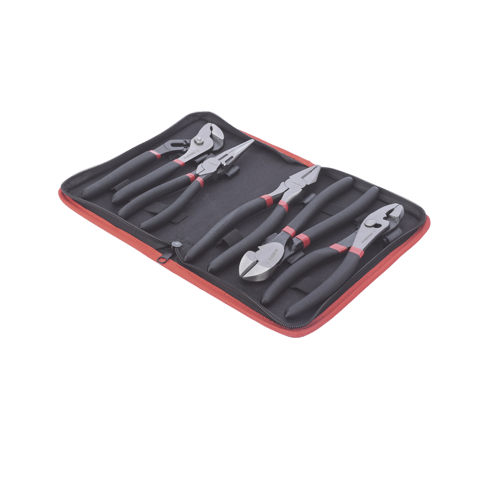 Juego de 5 Pinzas de 8" con Estuche. Incluye: P. Mecánica, P. para Tubo, P. Eléctrica, P. Corte, Nariz Larga. - Image 4