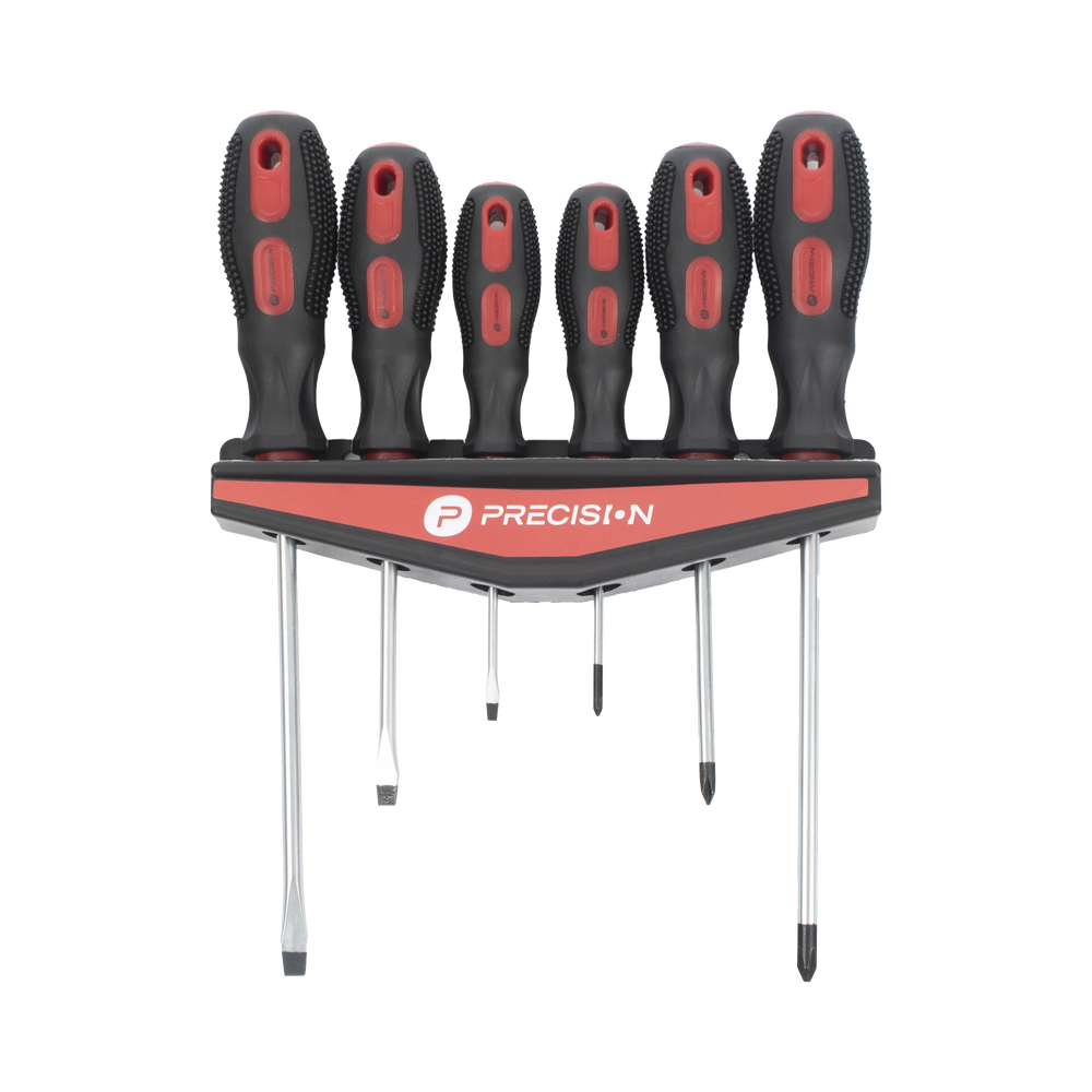 Juego de 6 desarmadores CrV con organizador y Mango Bicolor.