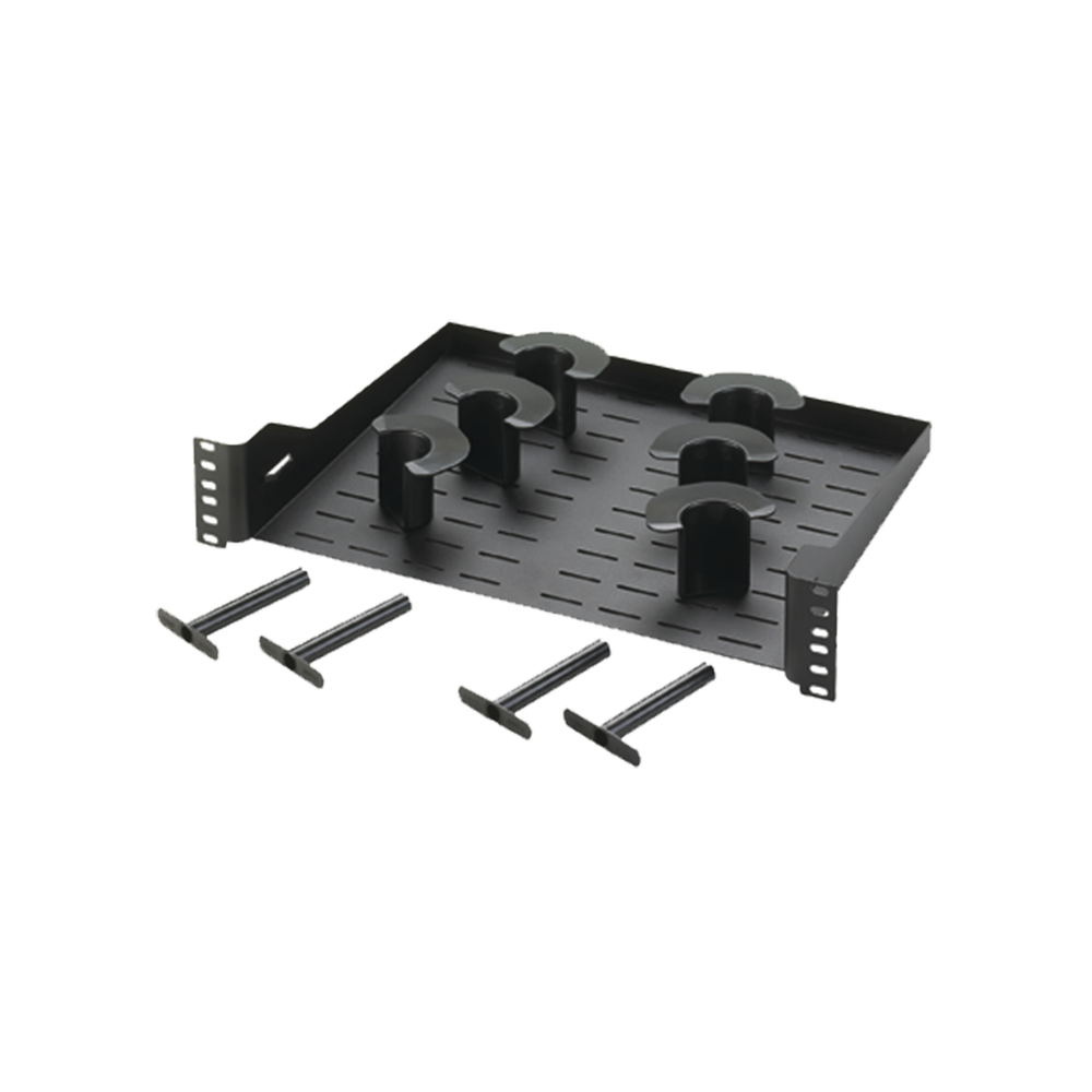 Charola Ventilada Para Administración de Cable en Racks o Gabinetes, con 6 Postes para Control de Holgura, de 19in, 2 UR, Color Negro