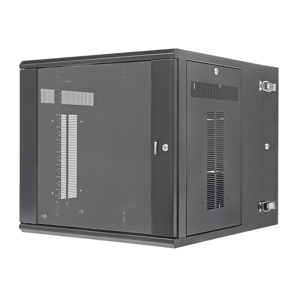 Gabinete PanZone de Montaje en Pared, de 19in, Puerta con Ventana de Seguridad, 12 UR, 762mm de Profundidad, Color Negro