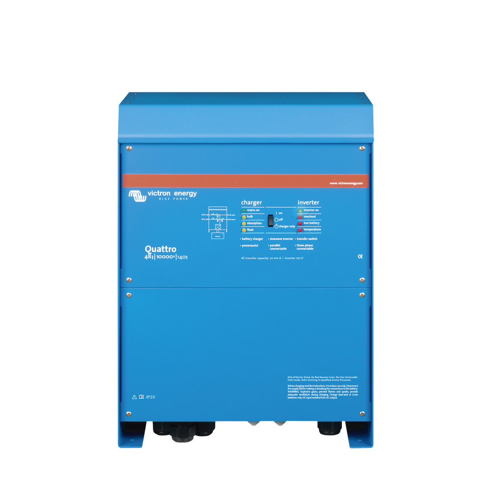 Quattro 48/10000/140-100/100 / Inversor Cargador de Onda Pura / Entrada 48 Vcc / Salida 8000 W 120 Vca  60 Hz