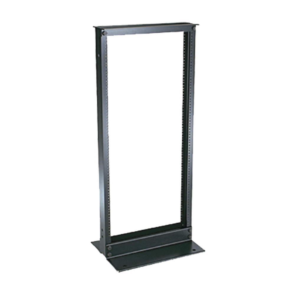 Rack de Dos Postes Estándar de 19 in, Rieles Numerados y Roscados #12-24, Fabricado en Aluminio, 24 Unidades de Rack, Color Negro