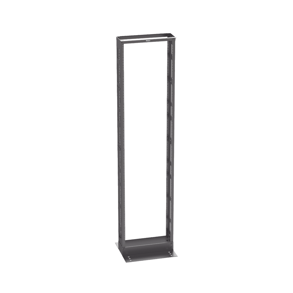 Rack de Dos Postes Estándar de 19 in, Rieles Numerados y Roscados #12-24, 6 in de Profundidad, Fabricado en Acero, 45 Unidades de Rack, Color Negro