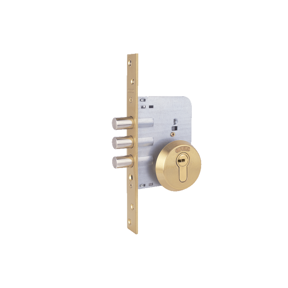 Cerradura de embutir auxiliar de bulones, sin resbalón y escudo E300L.